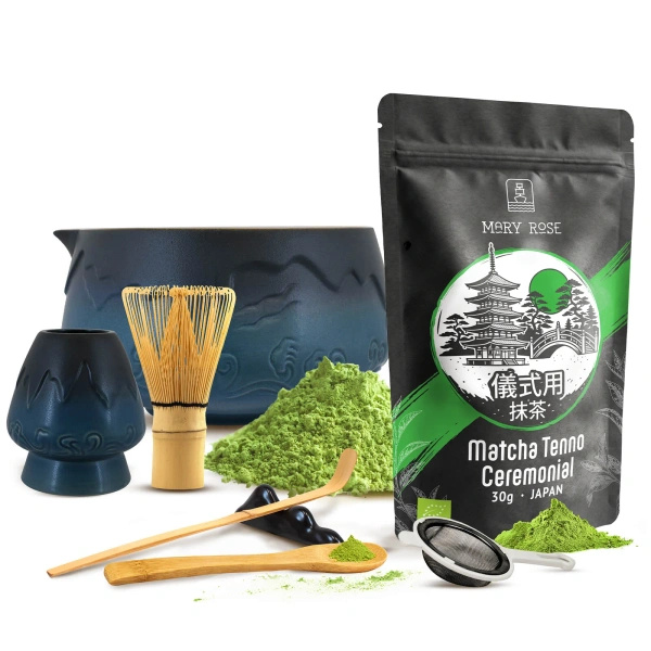 Seremoniallinen setti matcha-teen valmistukseen: japanilainen luomu matcha 30g + tarvikkeet