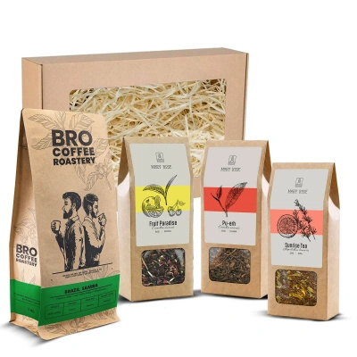 Lahjasetti, jossa on Bro Coffee Roastery -kahvia ja Mary Rose -teetä