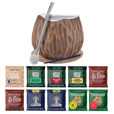 Yerba Mate setti 10x50g Calabash Kookos Bombilla 500g