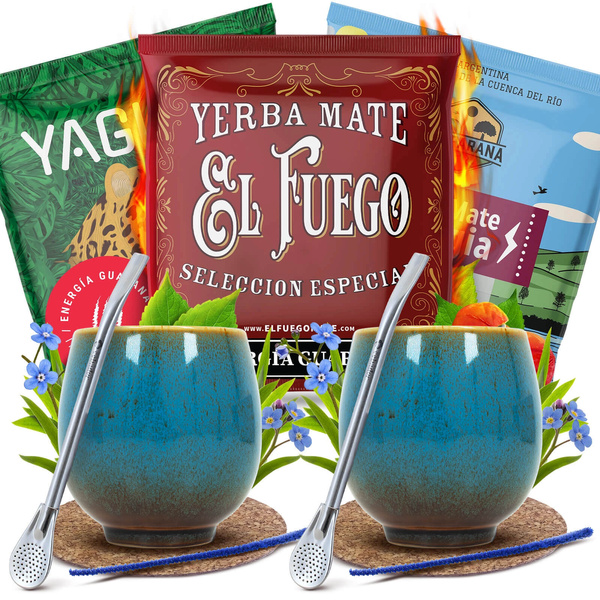 Yerba Mate Energia Set KAHDELLE Calabash Bombilla
