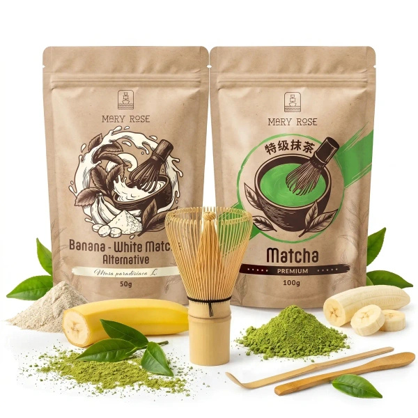Setti värikkääseen Matcha Latteen: Matcha + White Matcha + tarvikkeet