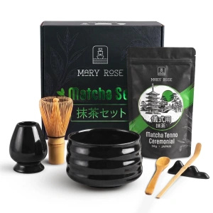 Lahjasetti: japanilainen seremonialaatuinen matcha + matchawan + bambutarvikkeet