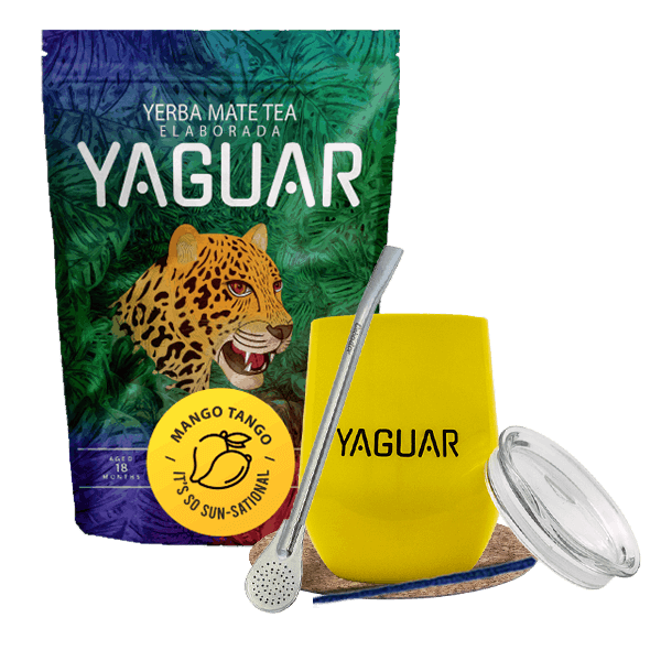 Yerba Mate -Setti: Yaguar Mango Tango 500g + TermoLid + Bombilla