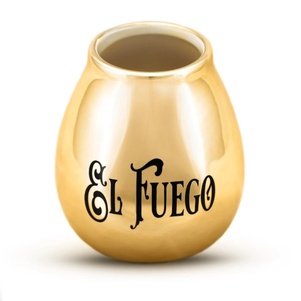 Keraaminen Calabash El Fuegon logolla (kultainen) 350ml