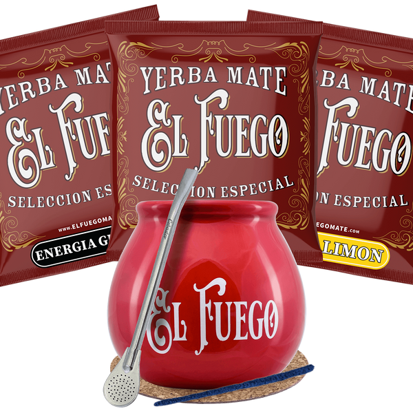 Yerba Mate El Fuego Calabash Bombilla aloitussetti