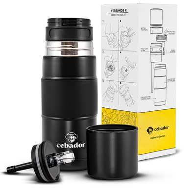 Yerbomos X ALL IN ONE - 450ml - Mate-kuppi, termos ja bombilla yhdessä (musta)