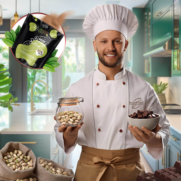 Nustino – Maapähkinävoi jauheena – Pistachio & Chocolate (ei lisättyä sokeria) 400 g