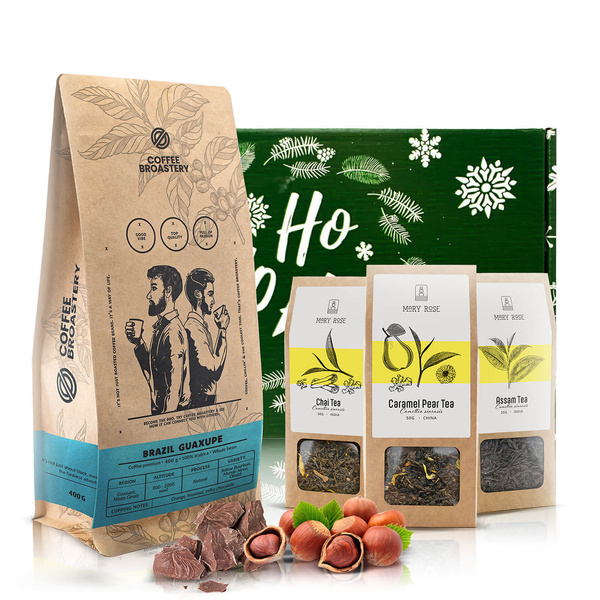 Coffee Broastery -kahvia ja Mary Rose teetä sisältävä lahjasetti.