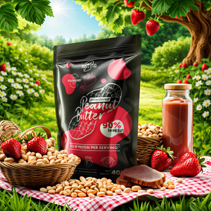 Nustino - maapähkinävoijauhe - Mansikka 400g