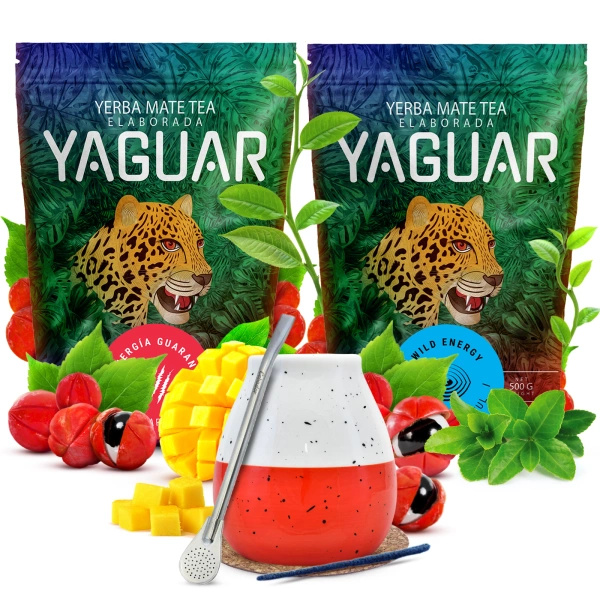 Yerba Mate Setti Yaguar 2x500g + Kalebassi + Bombilla