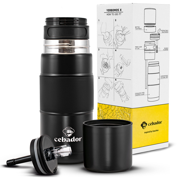 Yerbomos X ALL IN ONE - 450ml - Mate-kuppi, termos ja bombilla yhdessä (musta)
