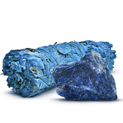 Meditaatiosetti: valkoinen salvia suitsuke + sodaliitti