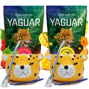 Yerba Mate -setti kahdelle: Yaguar 2x500g + 2x Kalebassi + 2x Bombilla