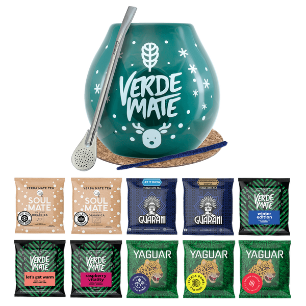 Yerba Mate setti 10x50g Talvinen kurkku Bombilla