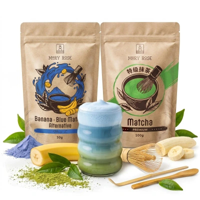 Setti värikkääseen Matcha Latteen: Matcha + Blue Matcha + tarvikkeet
