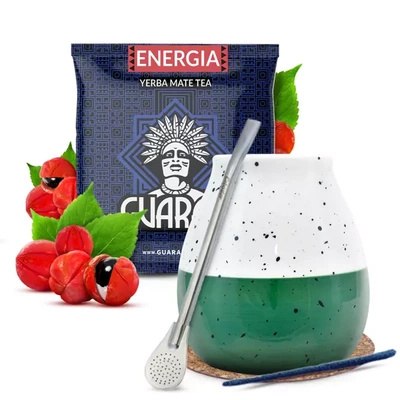 Yerba mate setti Guarani keraaminen calabash bombillaa varten