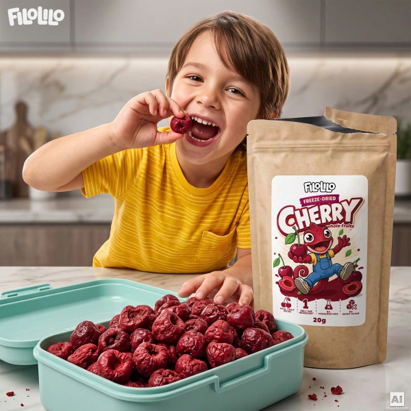 FiloLilo – Pakastekuivatut kirsikat (kokonaiset, kivettömät) 20 g