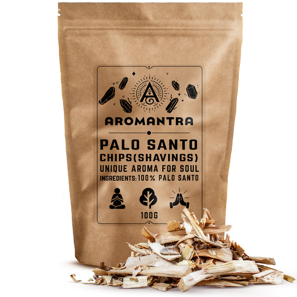Setti palo santo premium -lastuja, suitsukepoltin ja suitsukehiiltä.