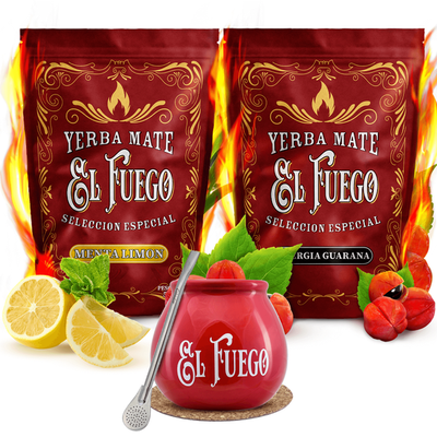 Yerba mate setti El Fuego keraaminen calabash bombilla