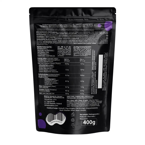 Nustino – Maapähkinävoi jauheena – Ube (ei lisättyä sokeria) 400 g