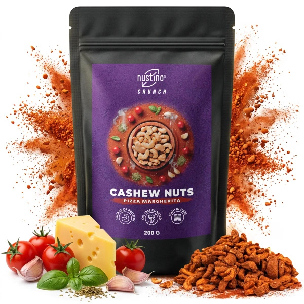 Nustino Crunch – Paahdetut cashewpähkinät – Pizza Margherita 200 g