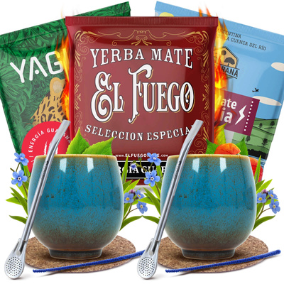 Yerba Mate Energia Set KAHDELLE Calabash Bombilla