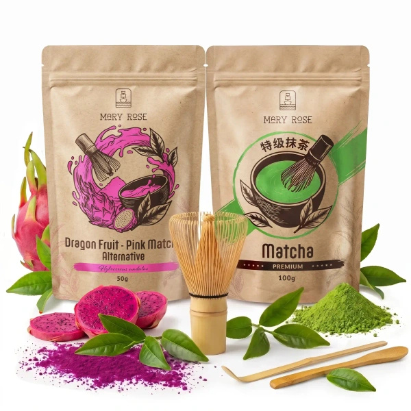 Setti värikkääseen Matcha Latteen: Matcha + Pink Matcha + tarvikkeet