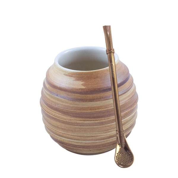 Keraaminen Mate Cup - Honey Model + Bombilla Gringo Rose Gold