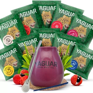 Setti Yerba Mate Yaguar 10x50g Calabash Bombilla