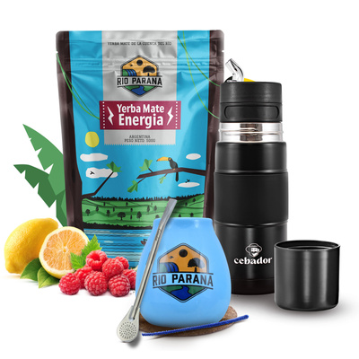 Yerba Mate setti Rio Parana Energia 500g 0,5kg Yerbomos + Calabash + Bombilla