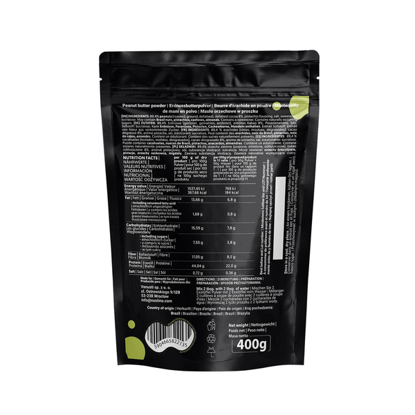 Nustino – Maapähkinävoi jauheena – Pistachio & Chocolate (ei lisättyä sokeria) 400 g