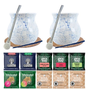 Kahden hengen setti Yerba Mate Bombilla Gourd 10x50g