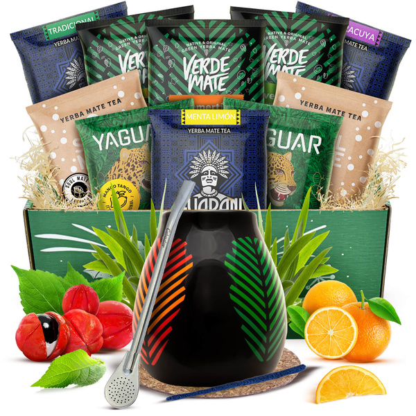 Yerba Mate aloitussetti Calabash + Bombilla 10x50g