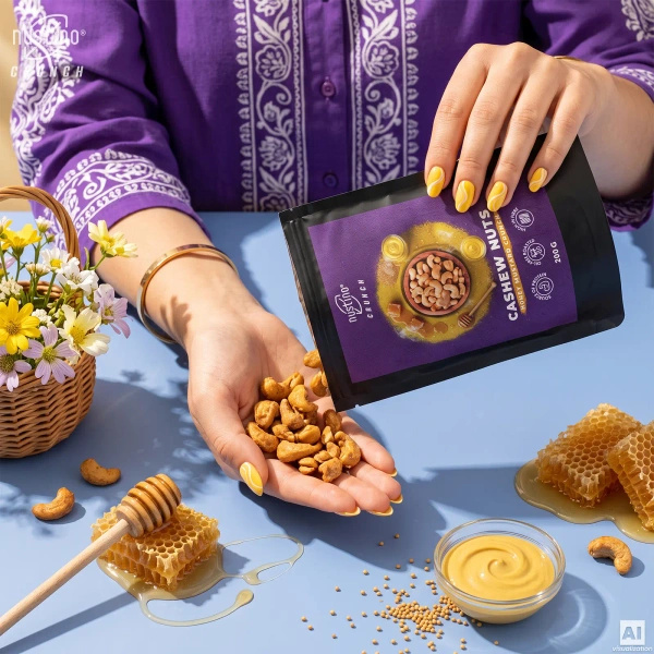 Nustino Crunch – Paahdetut cashewpähkinät – Honey Mustard Crunch 200 g