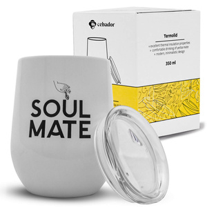 TermoLid – lämpömuki yerba matelle kannella – Soul Mate (valkoinen) – 350 ml