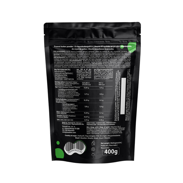 Nustino – Maapähkinävoi jauheena – Matcha (ei lisättyä sokeria) 400 g