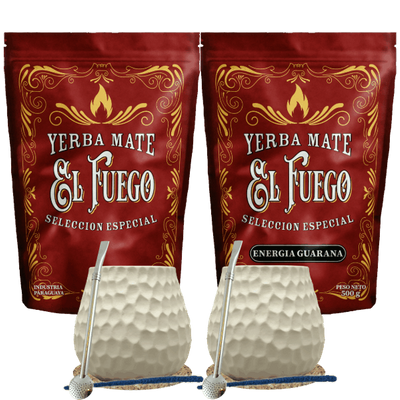 Aloitussetti kahdelle Yerba Mate El Fuego 2×500g + 2× Mate Gourd + 2× Bombilla