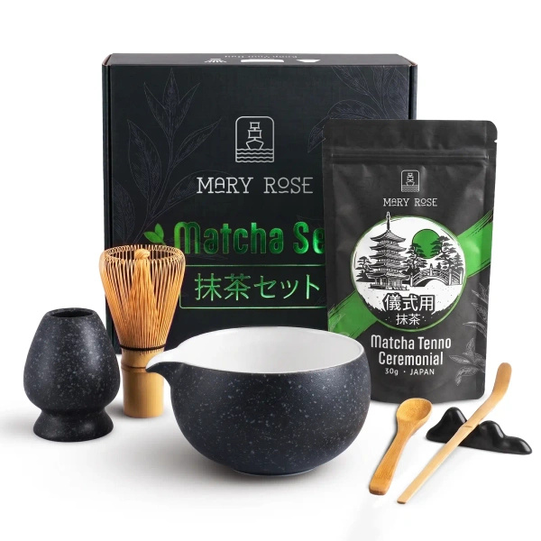 Lahjasetti: japanilainen seremoniallinen matcha + matchawan + bambustarvikkeet