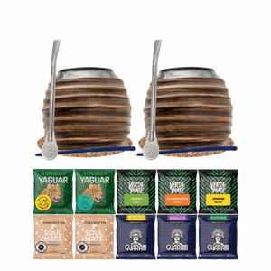 Yerba Mate Set 10x50g 2x Calabash + 2x Bombilla
