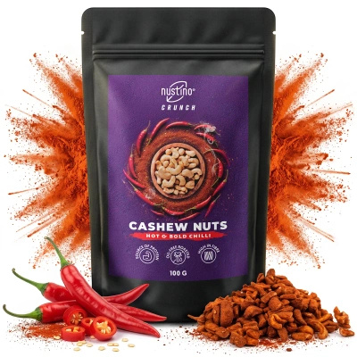 Nustino Crunch – Paahdetut cashewpähkinät – Hot & Bold Chilli 100 g